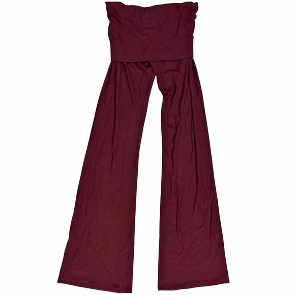 SKIMS Foldover Lounge Pants Women’s XS Burgundy Bordeaux Wide Leg - Picture 2 of 3